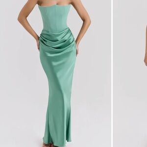 Elegant Green Strapless Dress